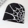 Vintage Elastic Knitted Y2K Personalized Halloween Spider Web Beanie Autumn Winter Warm Pullover Cap