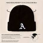 Cozy & Stylish Embroidered Letter A Winter Beanie - Soft, Stretchy Knit Skull Cap for Men & Women | Breathable, Warm Acrylic Wool-Blend | Perfect for Outdoor Activities | Hand Washable