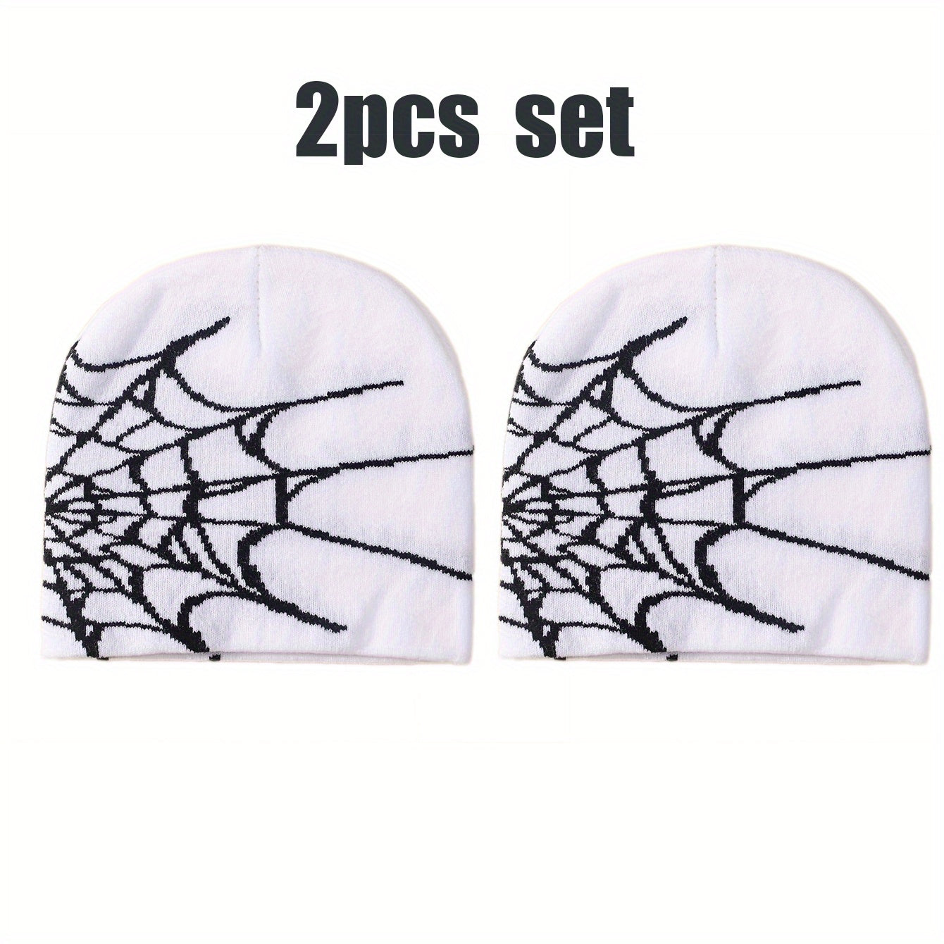 2pcs Spider Web Hip Hop Beanie Set - Y2K Fashion Knit Caps, Warm & Lightweight, Perfect for Outdoor Activities