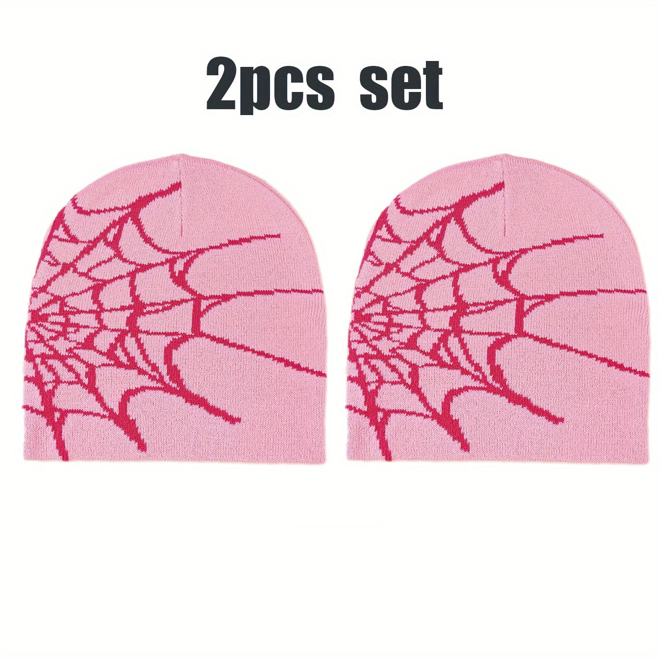 2pcs Spider Web Hip Hop Beanie Set - Y2K Fashion Knit Caps, Warm & Lightweight, Perfect for Outdoor Activities
