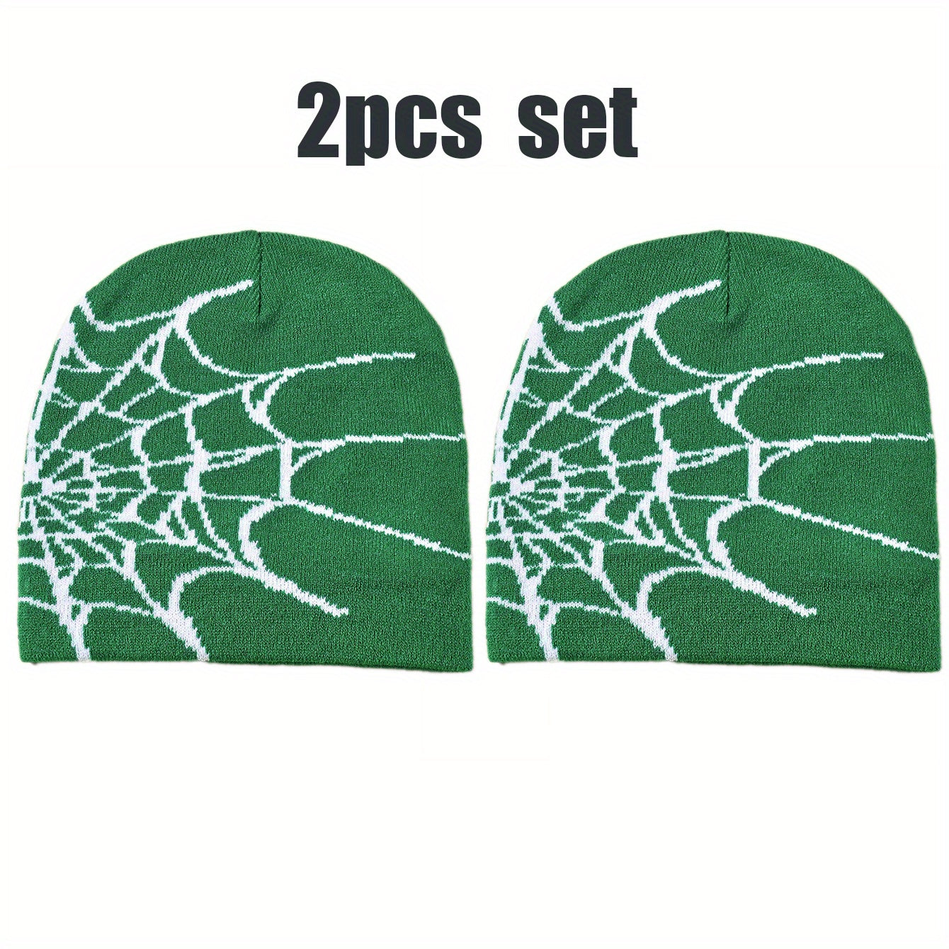 2pcs Spider Web Hip Hop Beanie Set - Y2K Fashion Knit Caps, Warm & Lightweight, Perfect for Outdoor Activities