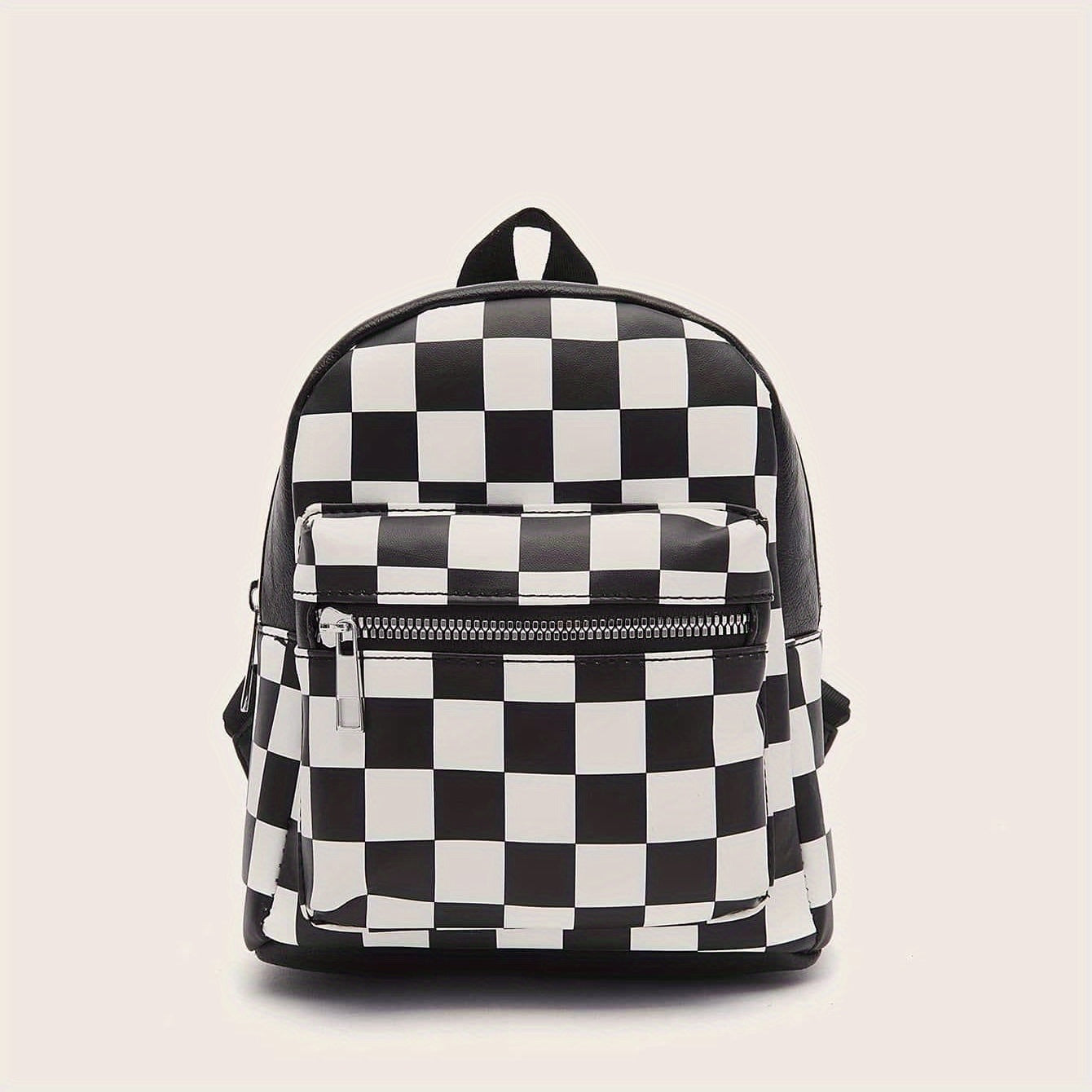 Black And White Checkered Women'S Backpack