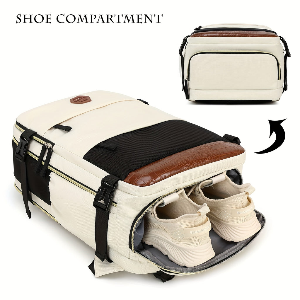 1pc Large Capacity Waterproof Outdoor Sports Leisure Travel Backpack, Travel Backpack, Outdoor Hiking Rucksack With Shoes Compartment, Portable Laptop Schoolbag