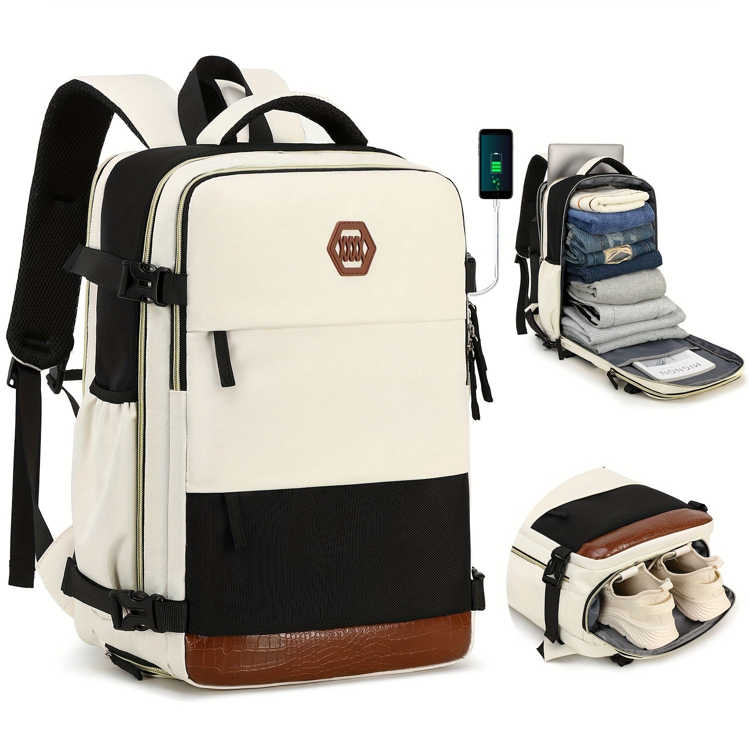 1pc Large Capacity Waterproof Outdoor Sports Leisure Travel Backpack, Travel Backpack, Outdoor Hiking Rucksack With Shoes Compartment, Portable Laptop Schoolbag