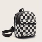 Black And White Checkered Women'S Backpack