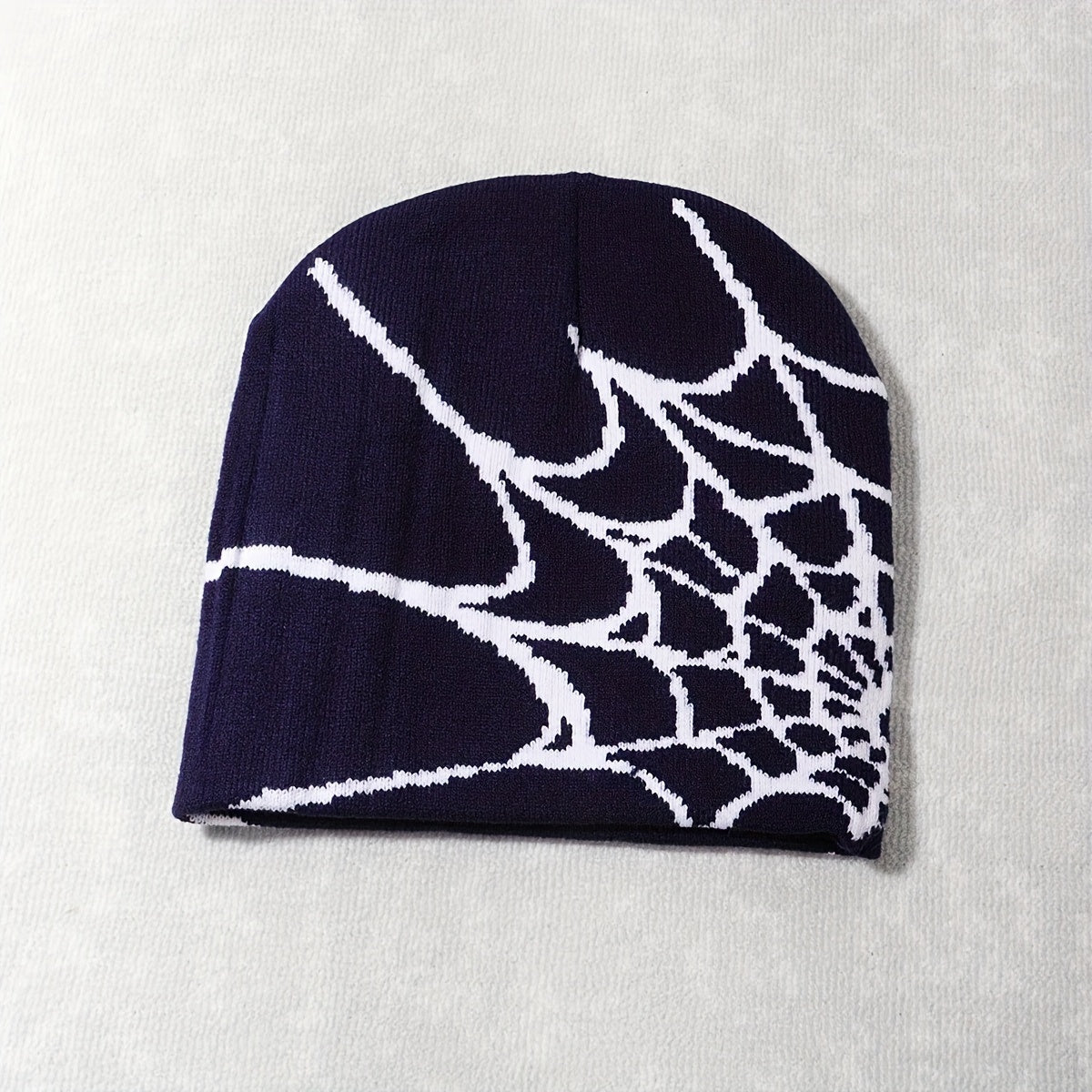 Vintage Elastic Knitted Y2K Personalized Halloween Spider Web Beanie Autumn Winter Warm Pullover Cap