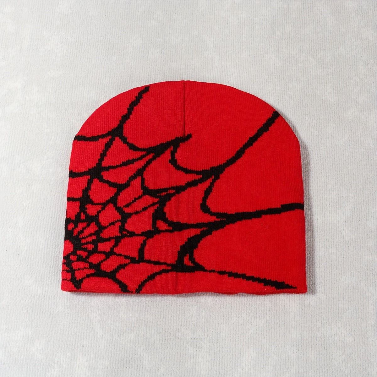 Vintage Elastic Knitted Y2K Personalized Halloween Spider Web Beanie Autumn Winter Warm Pullover Cap