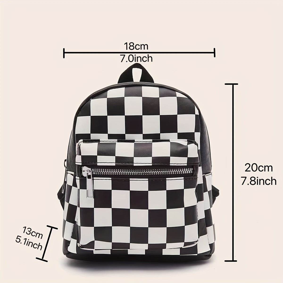 Black And White Checkered Women'S Backpack