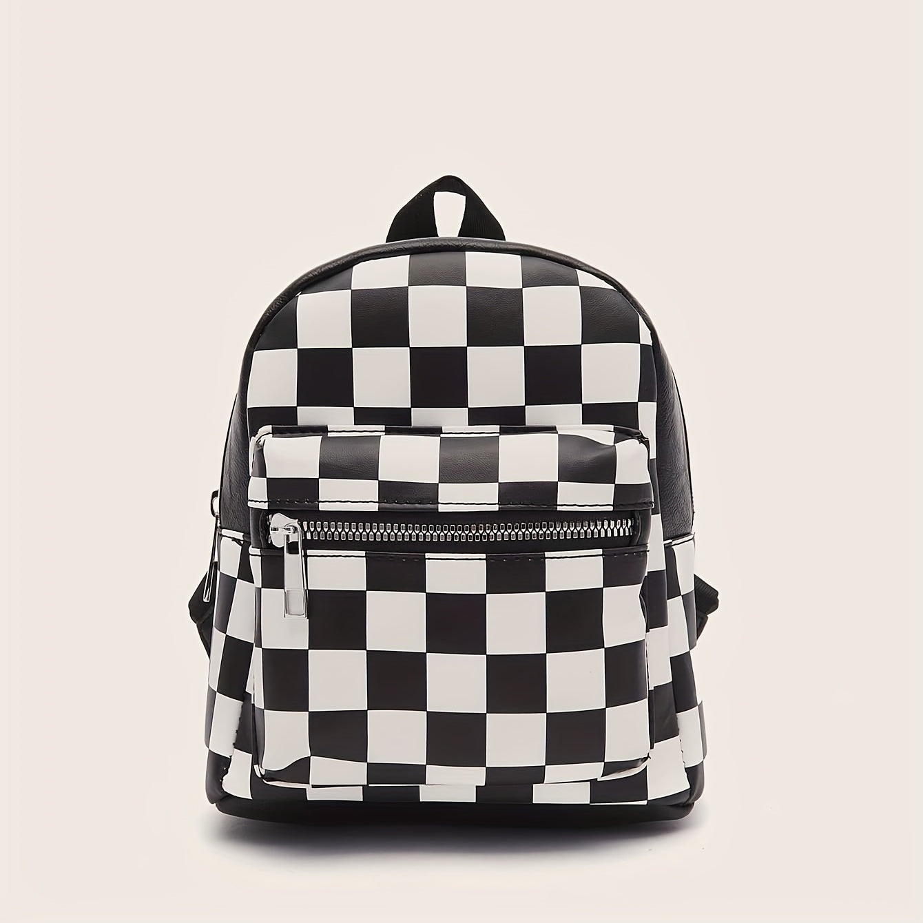 Black And White Checkered Women'S Backpack