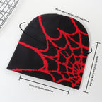 Vintage Elastic Knitted Y2K Personalized Halloween Spider Web Beanie Autumn Winter Warm Pullover Cap