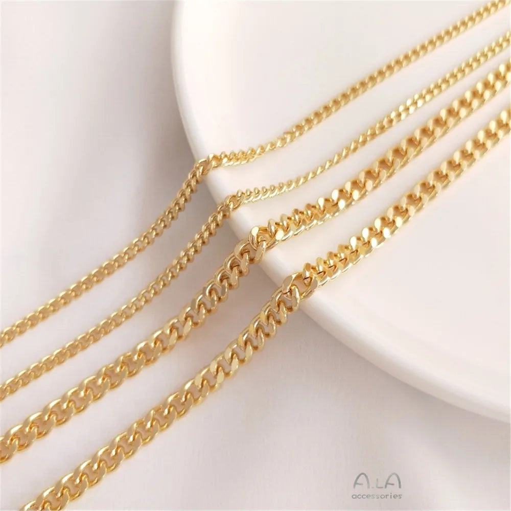 14K Gold Plated Flash grinding chain DIY handwork loose chain necklace bracelet first accessories chain accessories