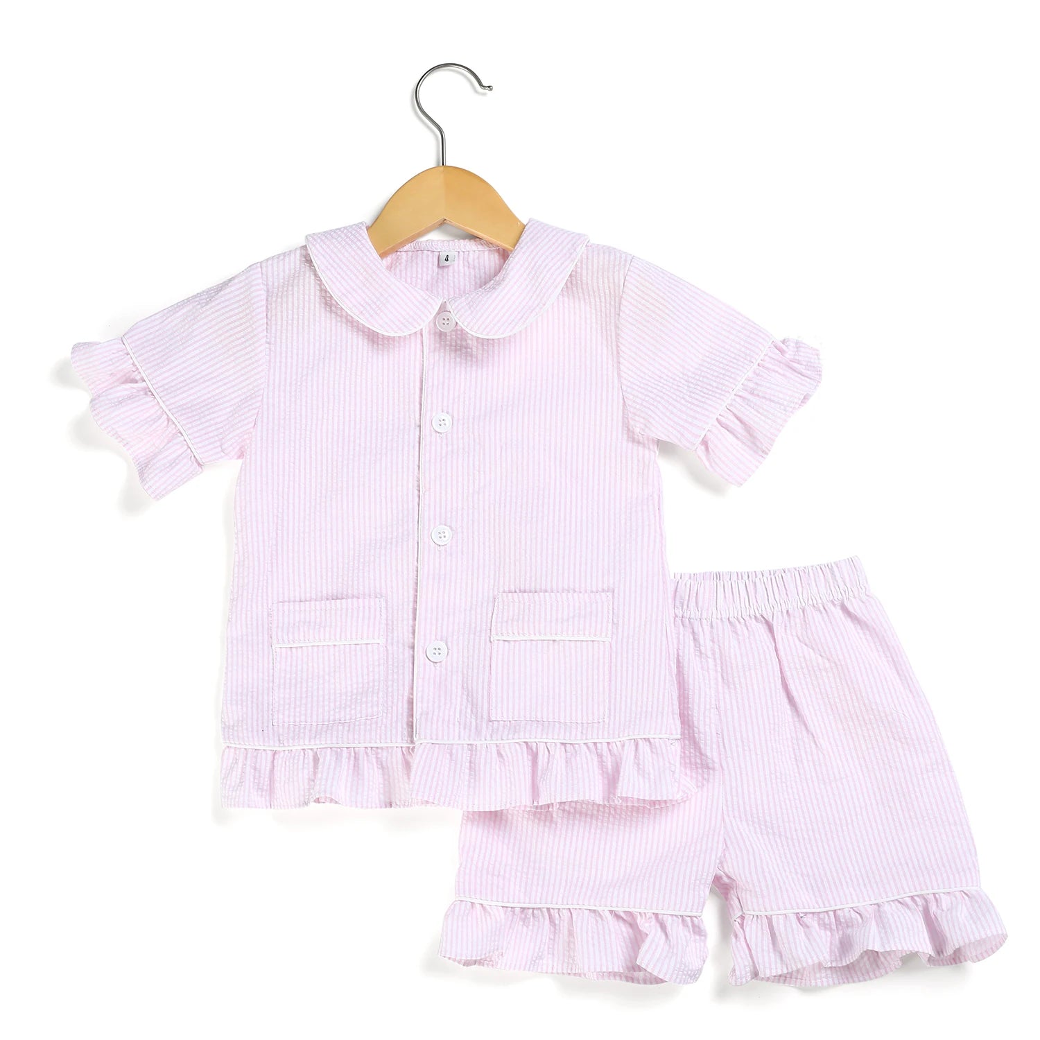 Wholesale 1-12 Years Kids Pyjamas 100% Cotton Plaid Seersucker Soft Sibling Outfits Pjs Loungewear Baby Boys Girls Pajamas Sets