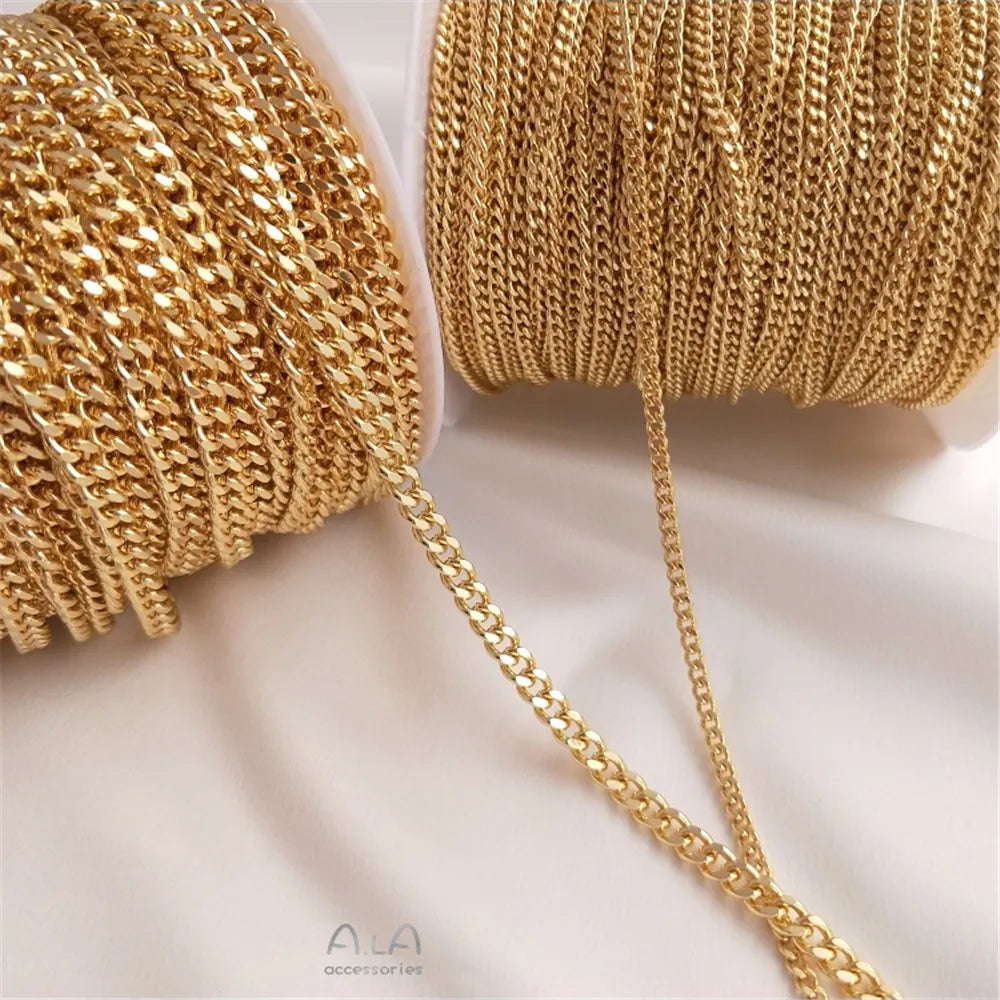 14K Gold Plated Flash grinding chain DIY handwork loose chain necklace bracelet first accessories chain accessories
