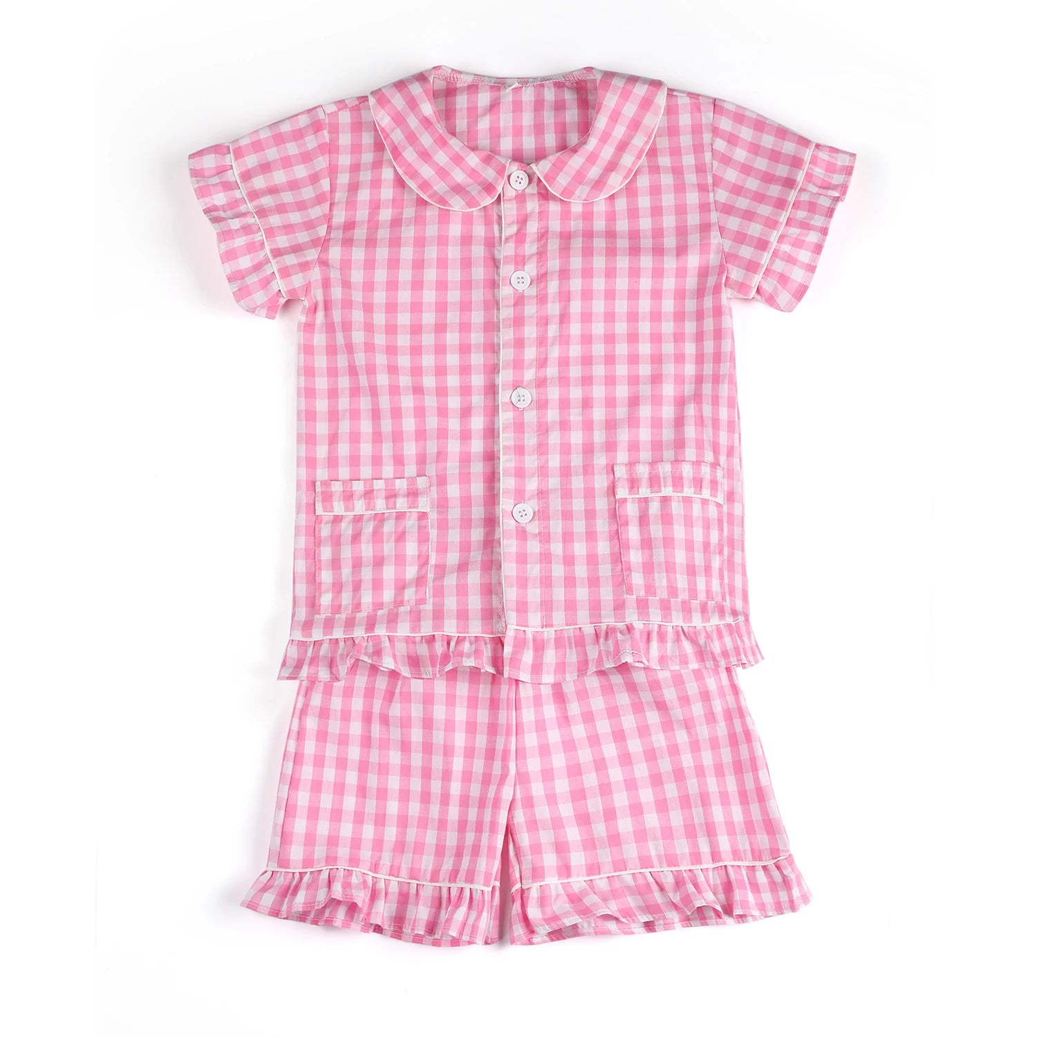 Wholesale 1-12 Years Kids Pyjamas 100% Cotton Plaid Seersucker Soft Sibling Outfits Pjs Loungewear Baby Boys Girls Pajamas Sets