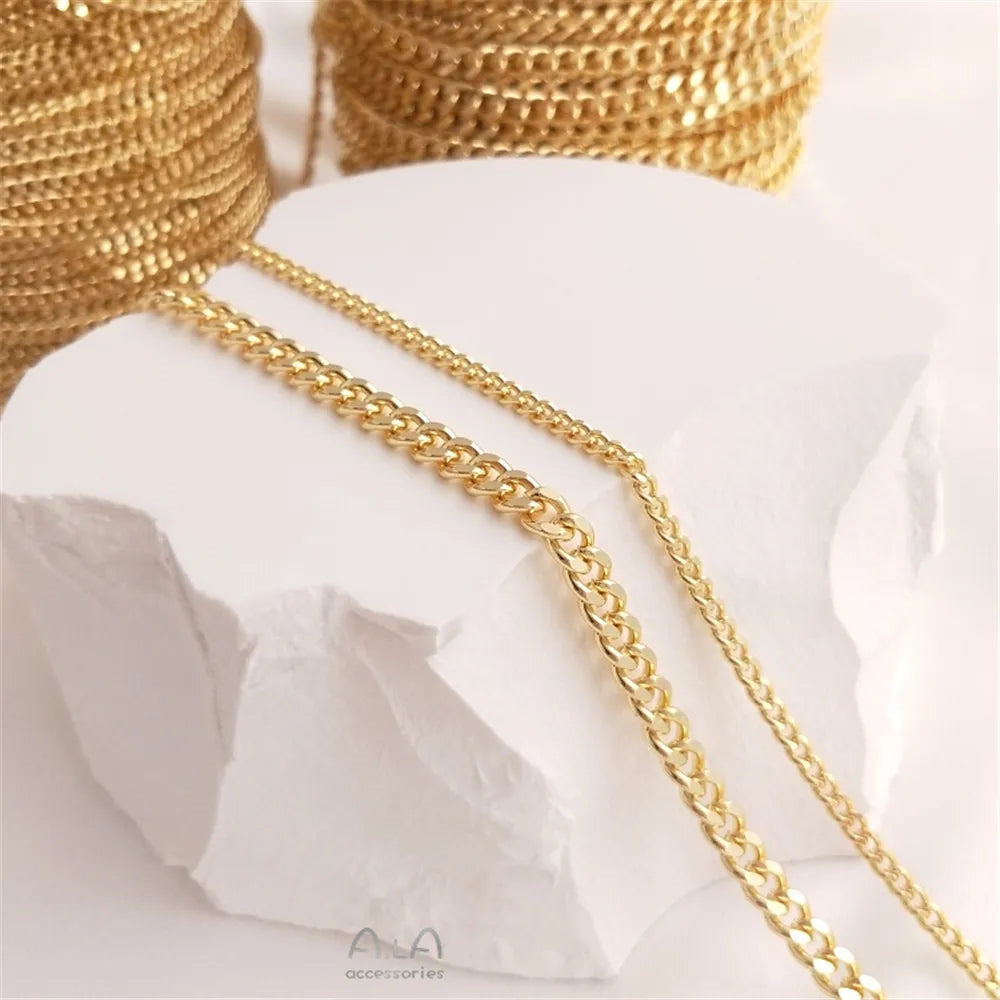 14K Gold Plated Flash grinding chain DIY handwork loose chain necklace bracelet first accessories chain accessories