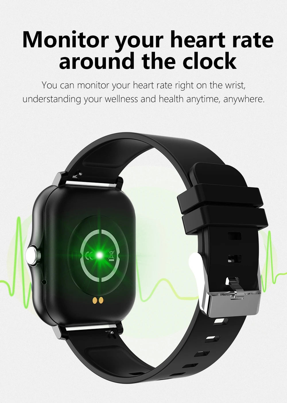 Smart watch with full touch screen, call, message reminder, music control and other functions, compatible with iPhone/android mo