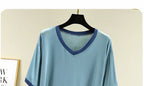Pyjama Pour Femme New Short Sleeve Trousers 2 Piece Suit Modal Sleepwear Pajamas Set V Neck Plus Size Night Pijamas Women 6XL