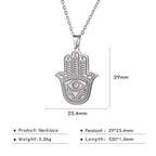 LIKGREAT Hand of Fatima Hamsa Pendant Necklace for Women Stainless Steel Classic Evil Eye Charms Choker Jewelry Gifts