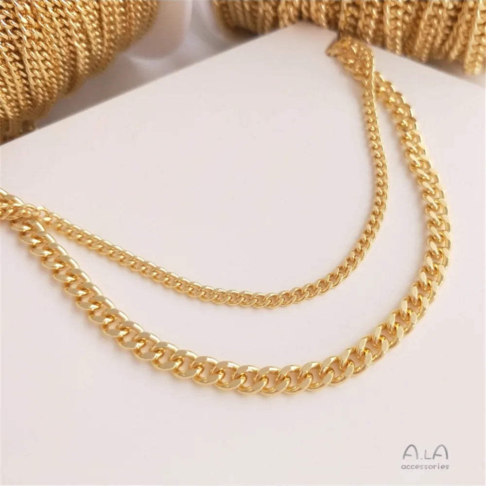 14K Gold Plated Flash grinding chain DIY handwork loose chain necklace bracelet first accessories chain accessories
