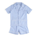 Wholesale 1-12 Years Kids Pyjamas 100% Cotton Plaid Seersucker Soft Sibling Outfits Pjs Loungewear Baby Boys Girls Pajamas Sets