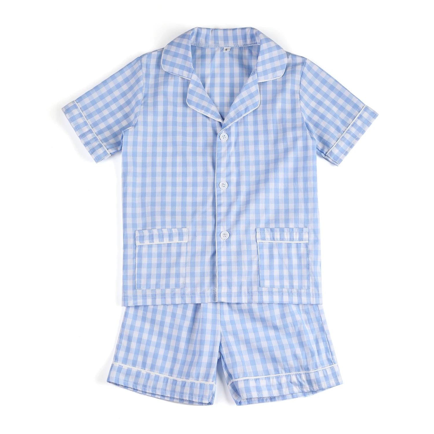 Wholesale 1-12 Years Kids Pyjamas 100% Cotton Plaid Seersucker Soft Sibling Outfits Pjs Loungewear Baby Boys Girls Pajamas Sets