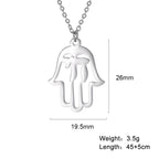 LIKGREAT Hand of Fatima Hamsa Pendant Necklace for Women Stainless Steel Classic Evil Eye Charms Choker Jewelry Gifts