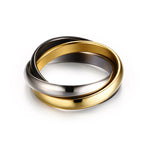 Stainless Steel Interlocked Triple Ring for Women Multi Color Wedding Band Bague Three in One