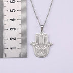 LIKGREAT Hand of Fatima Hamsa Pendant Necklace for Women Stainless Steel Classic Evil Eye Charms Choker Jewelry Gifts