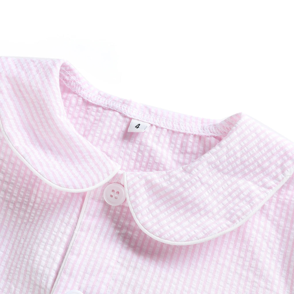 Wholesale 1-12 Years Kids Pyjamas 100% Cotton Plaid Seersucker Soft Sibling Outfits Pjs Loungewear Baby Boys Girls Pajamas Sets
