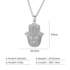 LIKGREAT Hand of Fatima Hamsa Pendant Necklace for Women Stainless Steel Classic Evil Eye Charms Choker Jewelry Gifts