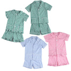 Wholesale 1-12 Years Kids Pyjamas 100% Cotton Plaid Seersucker Soft Sibling Outfits Pjs Loungewear Baby Boys Girls Pajamas Sets