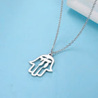 LIKGREAT Hand of Fatima Hamsa Pendant Necklace for Women Stainless Steel Classic Evil Eye Charms Choker Jewelry Gifts