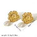 Ins Style Pearl Flower Earrings for Women Titanium Steel Non-fading Korean High Touch Stainless Steel Stud Earrings