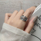 Irregular Pleated Ring for Women Men Open Adjustable Rings Wide Trendy Finger Rings Y2K Accessories Fashion Punk Jewelry