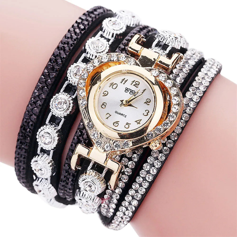 Gorgeous Women'S Diamond Inlaid Watch Retro Sparkling Crystal Bracelet Multiple Exquisite Dials Simulated Quartz Watch For Women