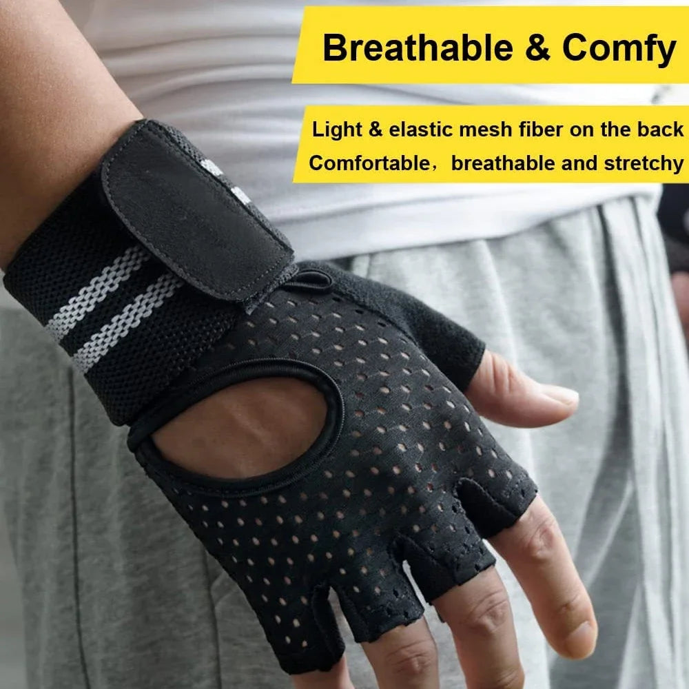 1Pair Workout Gloves for Men Women, [Full Palm Protection] [Ultra Ventilated] Gloves with Cushion Pads and Silicone Grip Durable