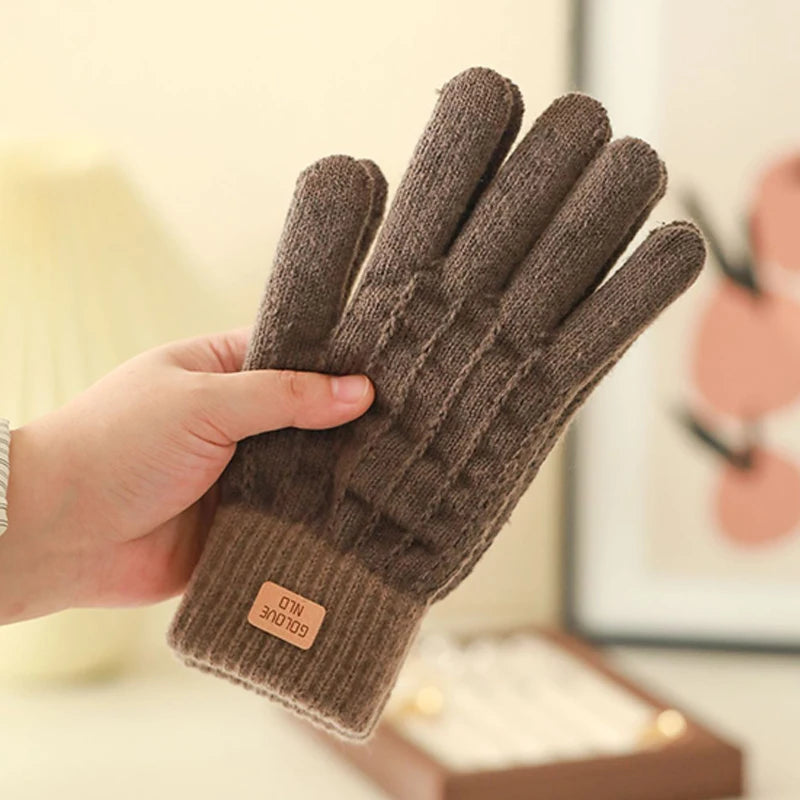 Knitted Full 1Pair Finger Gloves Winter Thicken Warm Touch Screen Gloves for Men Women Gloves Cycling Riding Gloves Ski Gloves