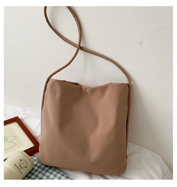 Simple Casual Women's Tote Bags New Large Capacity Commute Shopping One Shoulder Bags Trend All-matched Handheld Cloth Bags