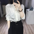 Shirts & Blouses For Women Striped Thin Style Woman Top Button Up Novelty 2025 Cute And Elegant Basic Premium Promotion Xl