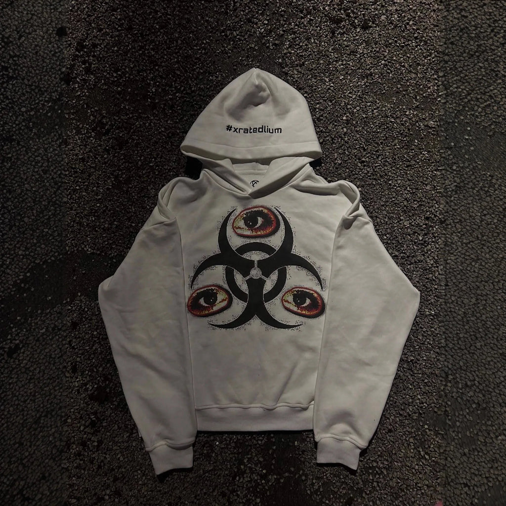 A must-have for trendsetters, dark and quirky printed hooded sweatshirt for autumn and winter, unisex street style hoodie