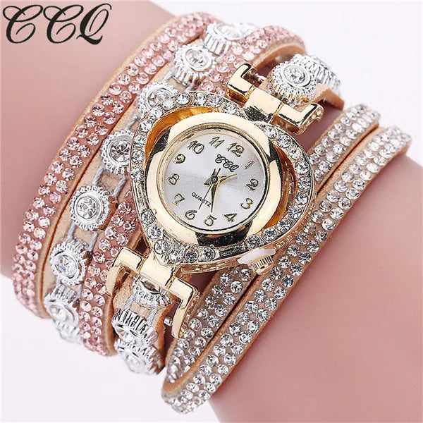 Gorgeous Women'S Diamond Inlaid Watch Retro Sparkling Crystal Bracelet Multiple Exquisite Dials Simulated Quartz Watch For Women