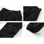 Streetwear 2024 Spring Harem Casual Pants Men Elastic Waist Solid Color Cargo Pants Multi Pocket Loose Baggy Pants For Women