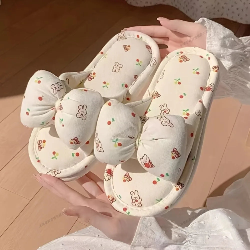 Slipper Women's Big Bow Slippers Cute Fun Slipper for Indoor Outdoor Comfort Support Sweet Soft-soled Sandals Breathable