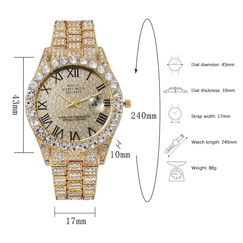 Luxury Ladies Watch With High End Feel Fashionable And Trendy Calendar Roman Starry Sky Diamond Studded Quartz Watch