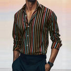 The new fashionable men's striped shirt is a casual and stylish outdoor long-sleeved shirt with a soft and comfortable lapel