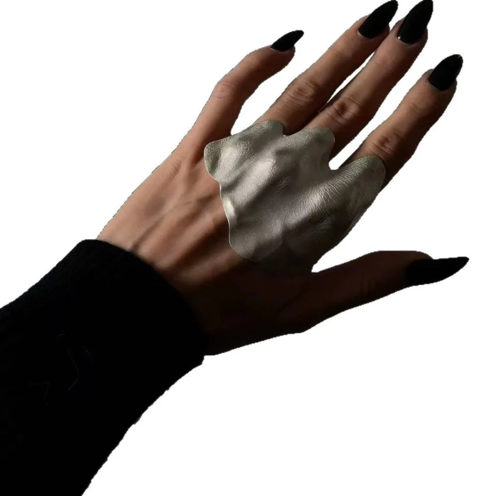 Irregular Design Knuckle Ring Minimalist Style Unique Pattern Finger Ring Exquisite Craftsmanship Delicate Texture Pleated Ring