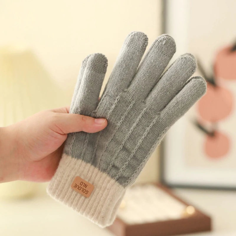 Knitted Full 1Pair Finger Gloves Winter Thicken Warm Touch Screen Gloves for Men Women Gloves Cycling Riding Gloves Ski Gloves