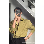 Italian Shirt Men's Trendy Slim Long Sleeve Light Luxury Style Suit Inner Shirt Hairstylist Stripes