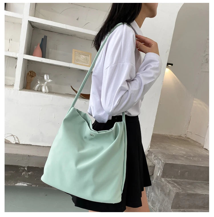 Simple Casual Women's Tote Bags New Large Capacity Commute Shopping One Shoulder Bags Trend All-matched Handheld Cloth Bags