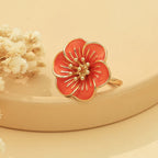 Vintage Drip Oil Flower Pendant Necklace Earrings Bracelet Ring Set for Women Elegant Floral Clavicle Chain Party Jewelry Set